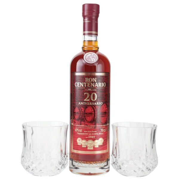 Ron Centenario 20 Aniversario Solera Rum + 2 Gläser 40% 0,7l